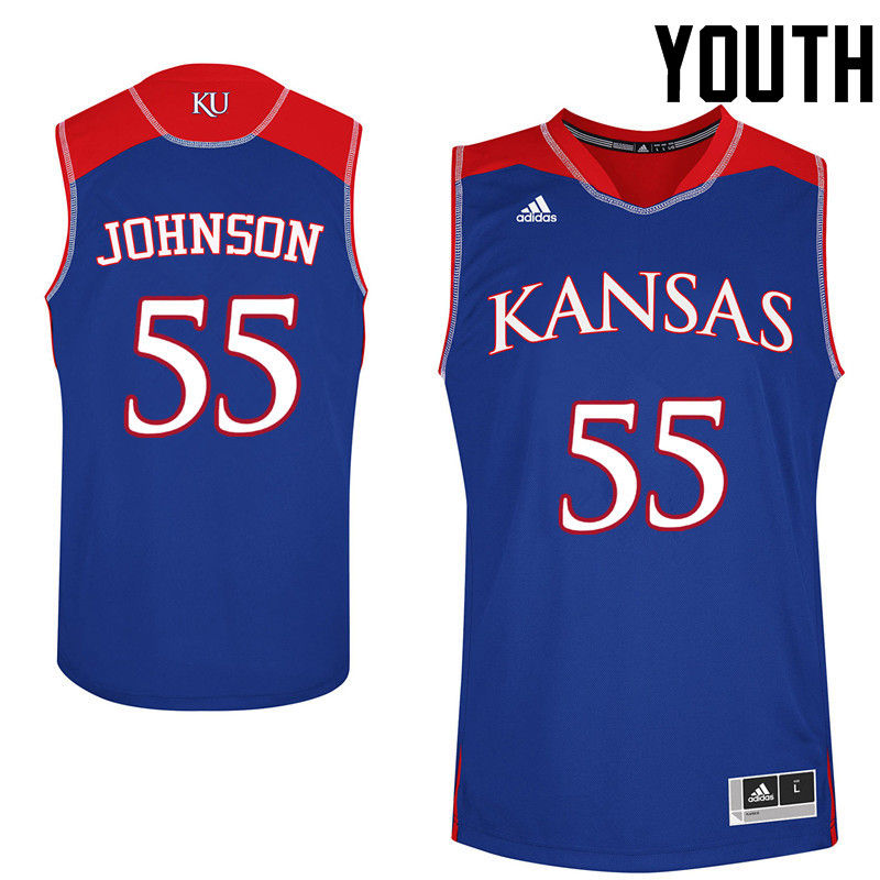 Youth Kansas Jayhawks #55 Tyler Johnson College Basketball Jerseys-Royals - Click Image to Close
